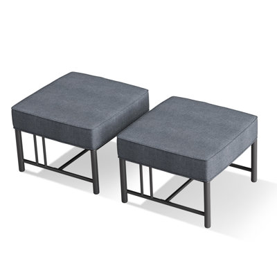 Coan Archlebov Outdoor Patio Ottomans With 5" Thick Cushion (Set Of 2)