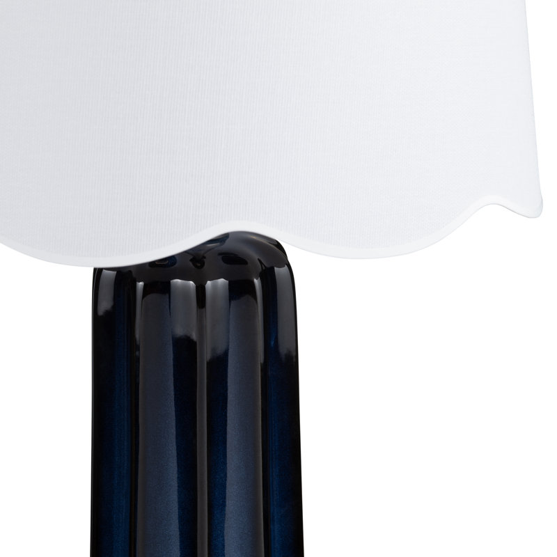 Ensemble de 2 lampes de table en céramique vert avec abat-jour en lin, Marine