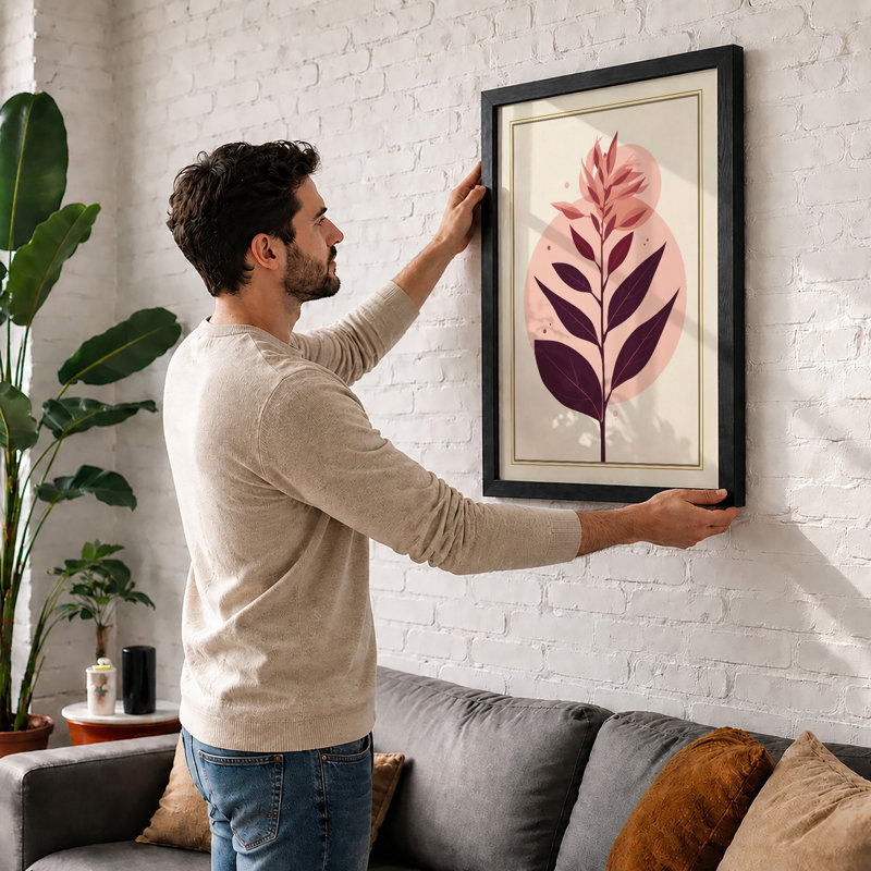 Graduated Form Botanical - Framed Print, A2 - 59.4 x 42.0 cm, Oak
