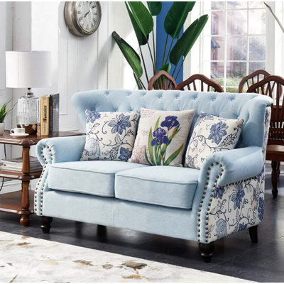Simple Casual Blue Fabric Sofa
