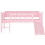 Lit mezzanine simple en bois massif rose avec rangement et décoration
