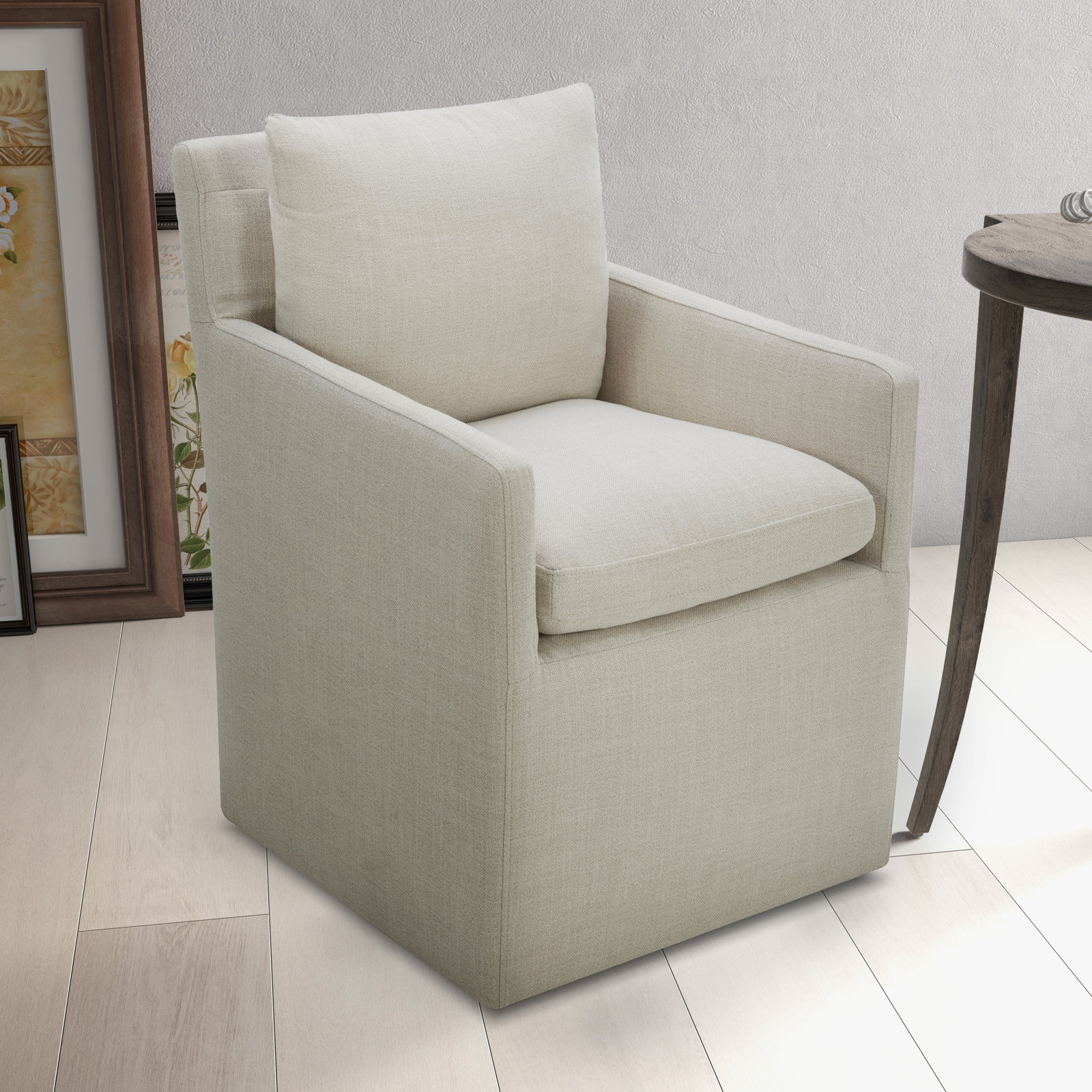 Alayaa Upholstered Arm Chair, Effie Linen Performance Linen
