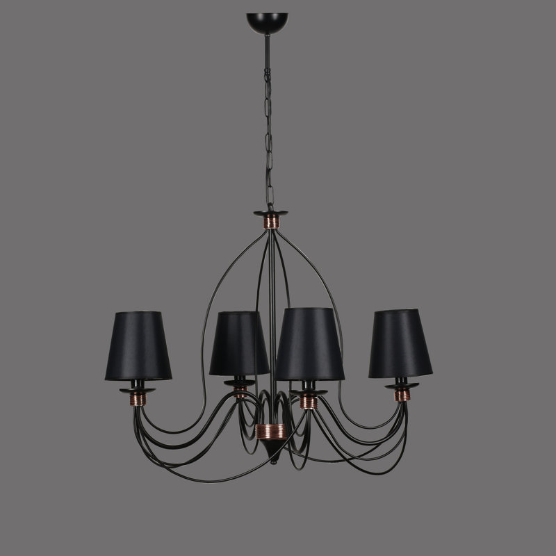Lustre 4 lumières à abat-jour Langhorne, Noir, Noir