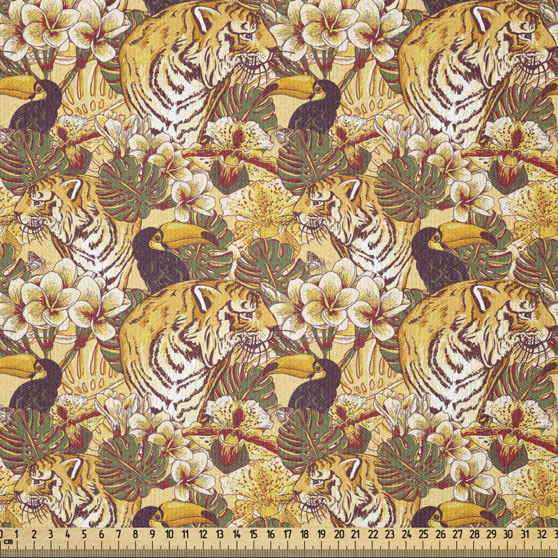 Christer Tropical Animals of Bengal and Toucan Harmonious Nature Multi-Purpose Fabric