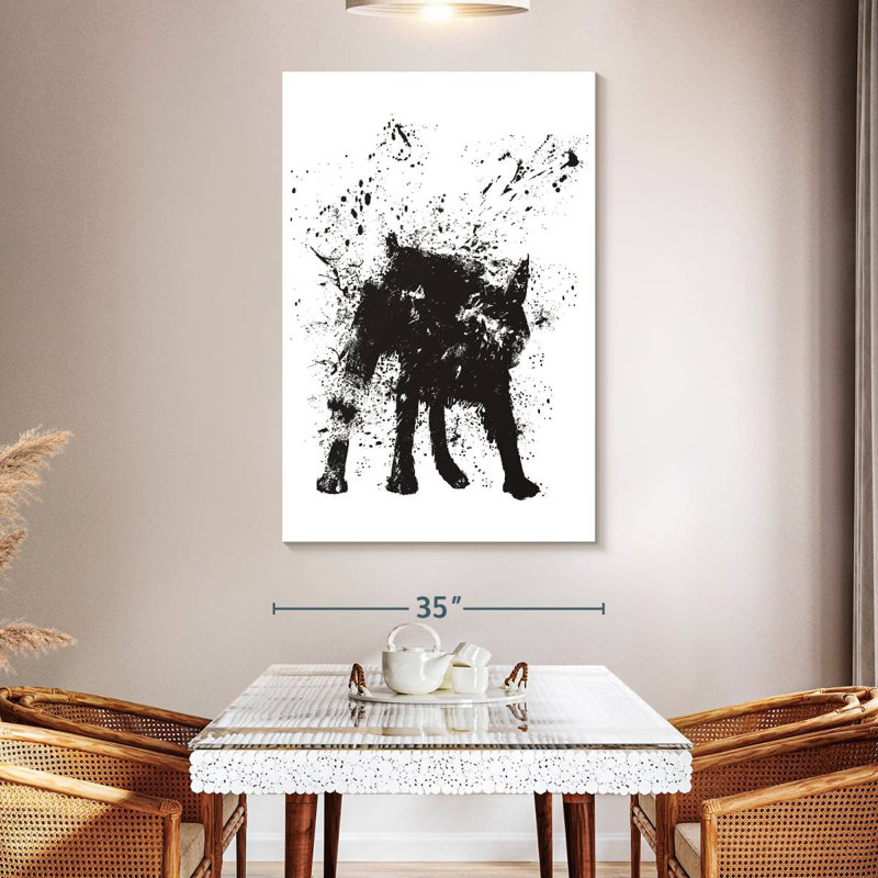 Brampt Black Abstract Dog, 51" H x 34" W
