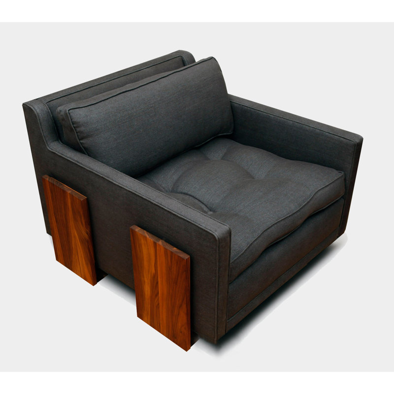 Tufted Armchair, Charcoal Velvet