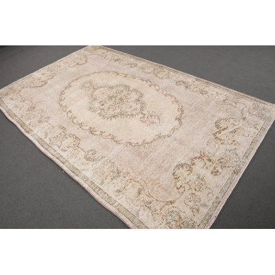 Antique Turkish Oushak Rug with Medallion Design in Beige for Spacious Living Rooms