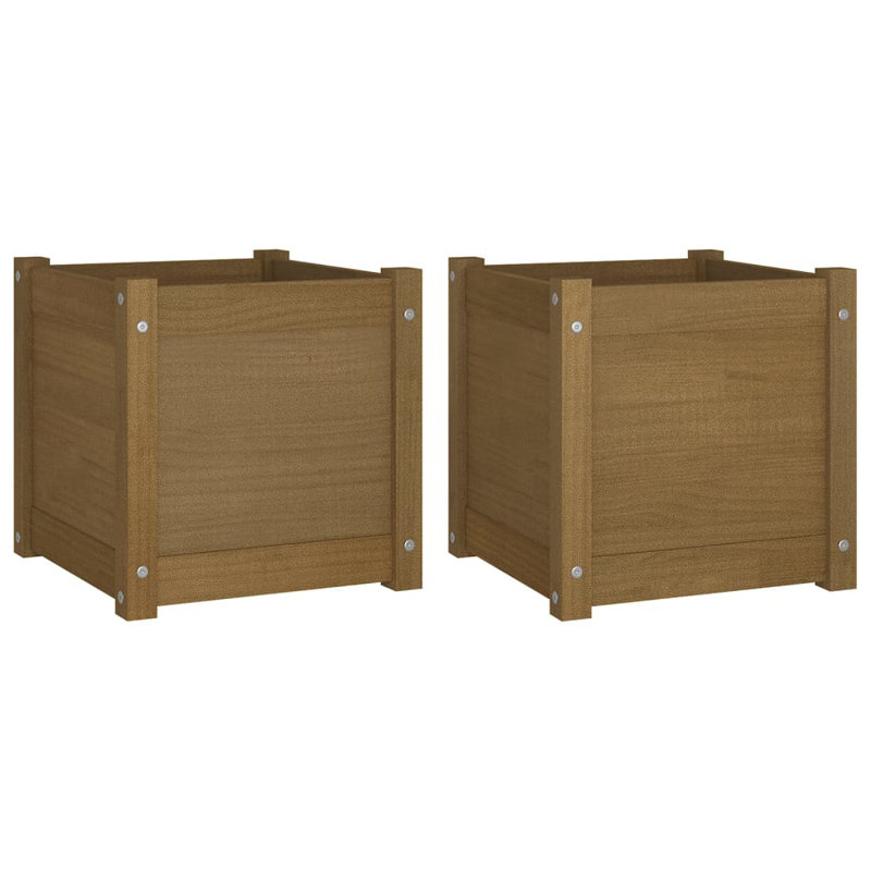 Boîte à fleurs en bois pour l'extérieur, H 19,7 po x l 19,7 po x P 19,7 po, Brun miel, 2