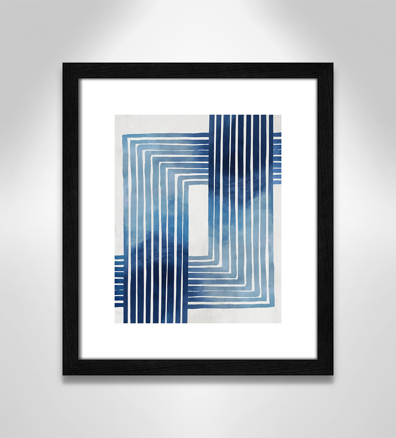 Lanny "In Unison" Painting by Eva Watts, 15" H x 13" W x 0.75" D, Black Wood Framed Paper