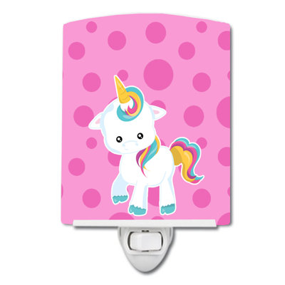 Éclairage de nuit en céramique polkadot licorne