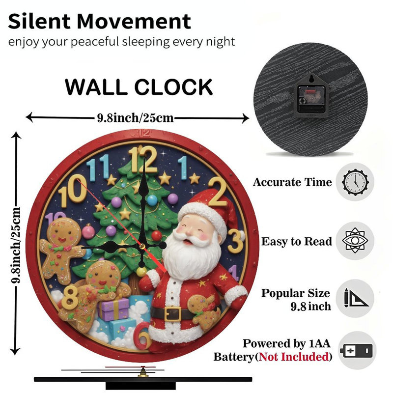 Père Noël-pain d'épices-horloge de Noël