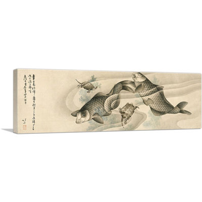 Image d'une carpe et de tortues Koi - impression