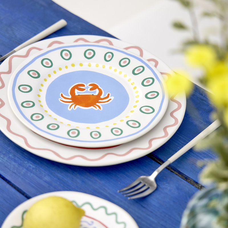 Summer Bliss Handmade Stoneware Salad/Dessert Plate