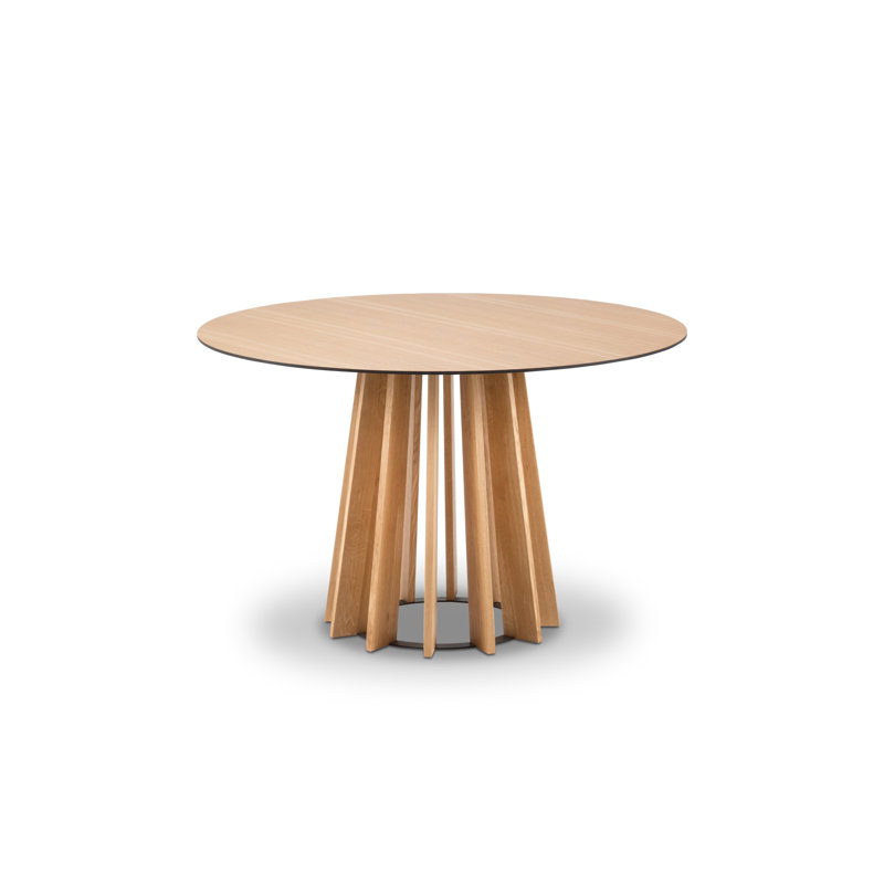 Jahkari Round Solid Wood Base Dining Table, Natural, H74 x L120 x W74cm 
