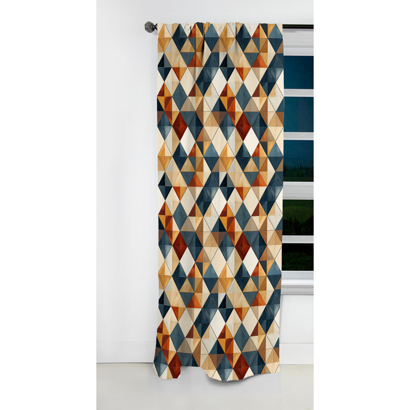 Natural Tones Grey And Beige Mosaic - Abstract Geometric Blackout Curtain - 1 Panels, 52" W x 84" L