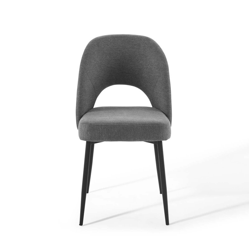 Modway Rouse Upholstered Fabric Dining Side Chair, Charcoal, 2