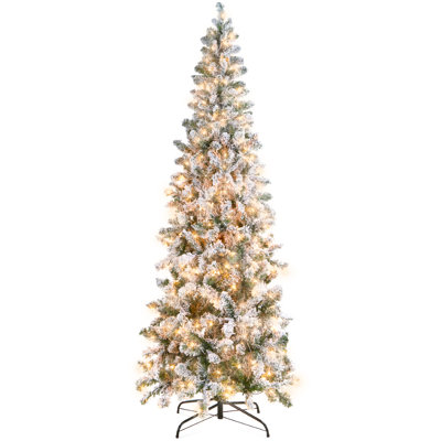 Frosted Pre-Lit Slim Pine Christmas Tree