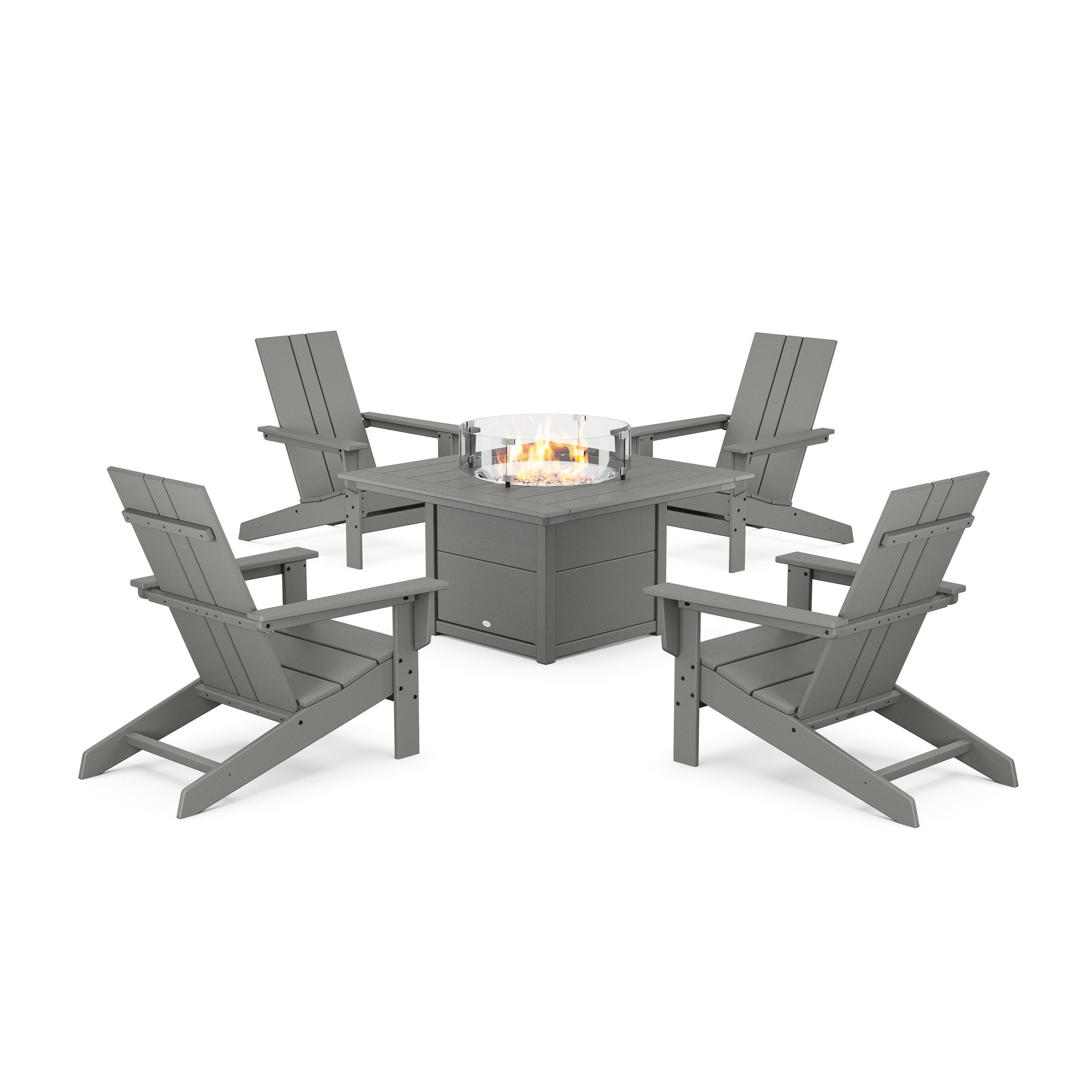 Outdoor Adirondack Chair With Table, Slate Gray