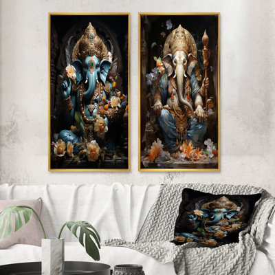 Art indien doré mystique Ganesha "Art indien doré mystique Ganesha" 2 - pièces sur