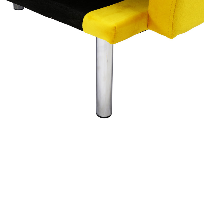 Canapé-lit à accoudoirs carrés en velours 68,5 po, Velours jaune