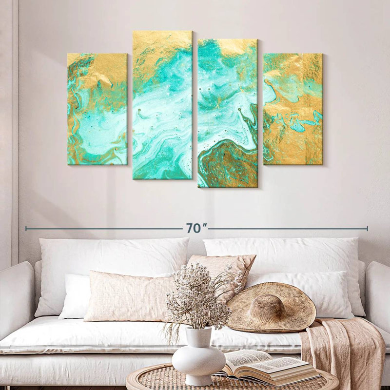 Avery Abstract Teal Gold