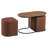 Mira 17.7" High Modern Oval Wooden Coffee Table  with 2 Hidden Stools