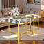Ensemble de tables basses gigognes modernes avec dessus en verre trempé et structure en métal doré-590595982