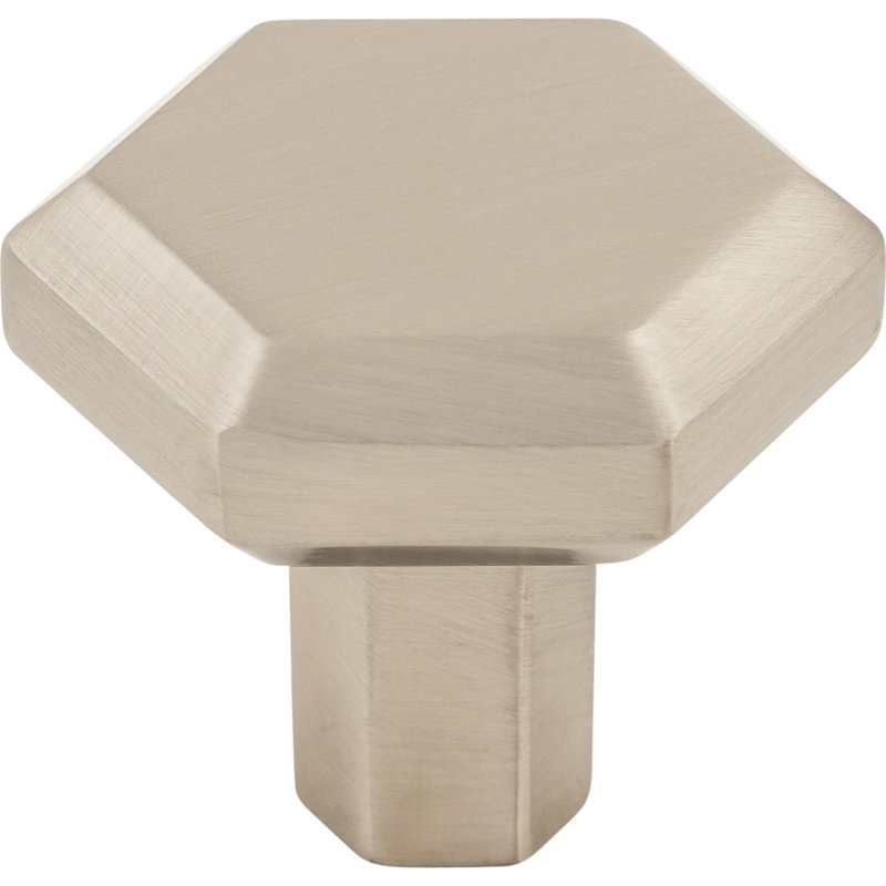 Lydia Square Knob, Brushed Satin Nickel, 1 1/4" Length