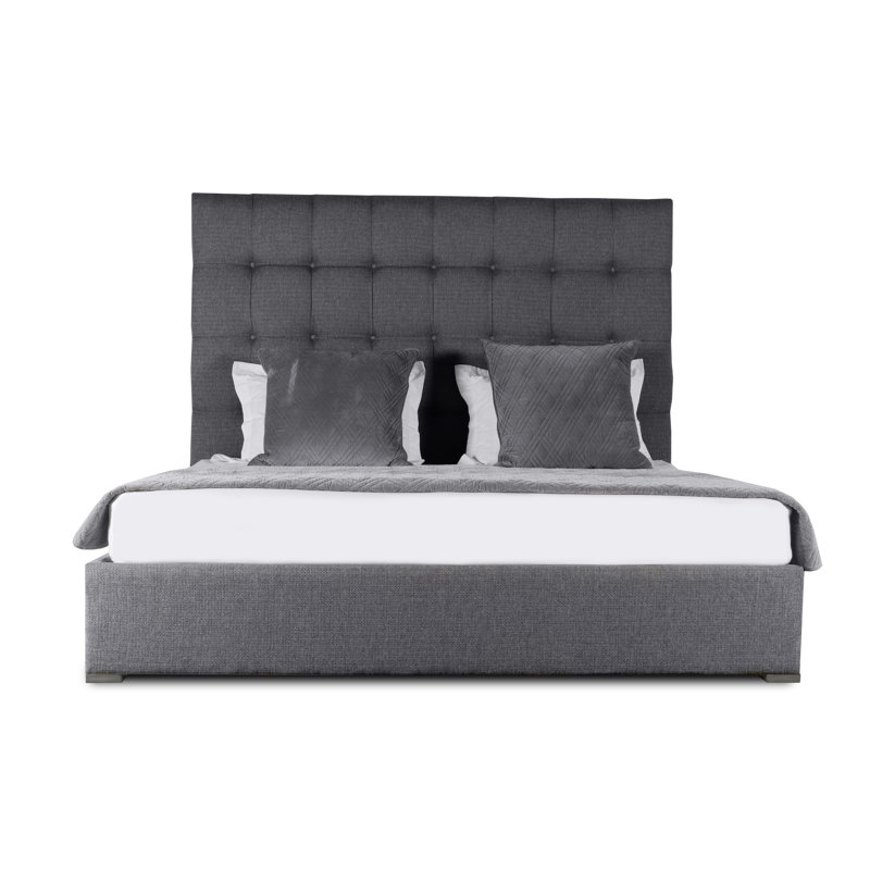Lit tapissier capitonné standard Dezyah, Revolution® gris anthracite, Très grand californien