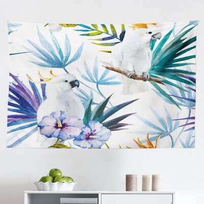 Ambesonne Tropical Tapestry, Watercolor White Parrot Birds On Palm Tree Branches Leaves Exotic Nature Art, Fabric Wall Hanging Decor For Bedroom Livin -  East Urban Home, 394D1CA9A48E45B3BD84D121A079B8C1