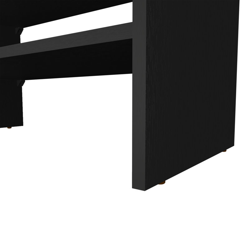 Norris shoe rack in melamine with 2 shelves, Black