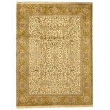 Hand Knotted Wool Area Rug in Cream And Gold