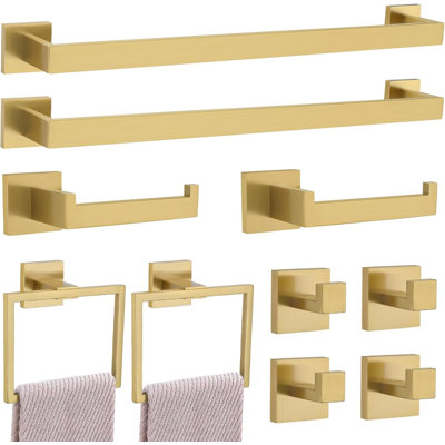 Ensemble de quincaillerie de salle de bain, support à serviettes en acier inoxydable 10 pièces et support mural pour salle de bain moderne
