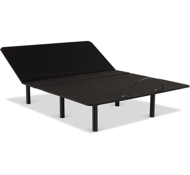 Adjustable Bed Frame Base - Foldable, Zero Clearance Foundation | Head & Foot Articulation, Bluetooth Remote with Programmable Memory & Flashlight, Black, 