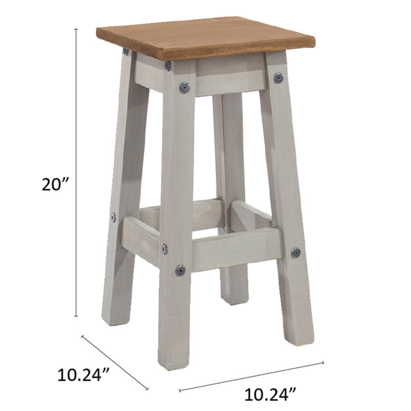 Louroukina Solid Wood Counter Stool, Brown/Gray