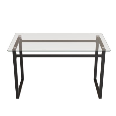 51" Modern Minimalist Rectangular Glass Dining Table For 4-6 With 0.31" Tempered Glass Tabletop And Black Chrome Metal Legs, Writing Table Desk, For Kitchen Dining Living Room (0 Damage)