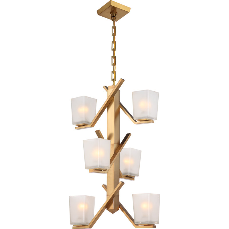 Lustree linéaire 6 lumières spoutnik modern Balogh, Laiton rétro