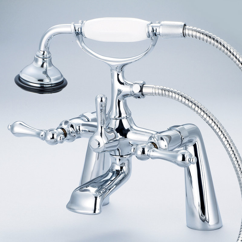 Stonington 3 Handle Deck Clawfoot Tub Faucet, Hand Polished, Richly Triple Plated Chrome Finish, Lever Handles