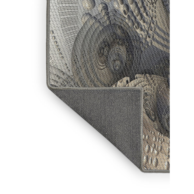 Tapis gris/beige tissé à la machine, Rectangle 2 pi x 3 pi