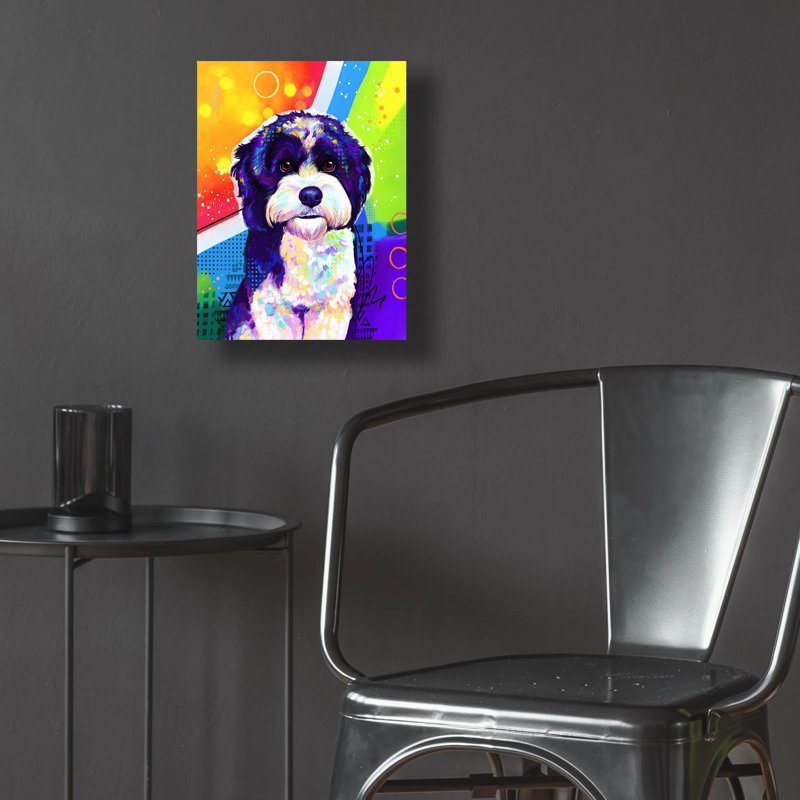 Art mural en verre épique «Pop Art Havanais» par Furbaby Affiliates, H 16 po x l 12 po x P 0,13 po