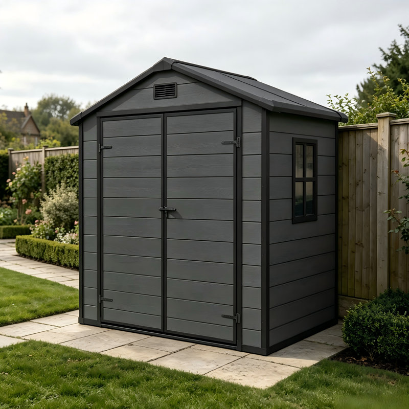 6 ft. W x 4 ft. D Resin Outdoor Storage Shed, Black