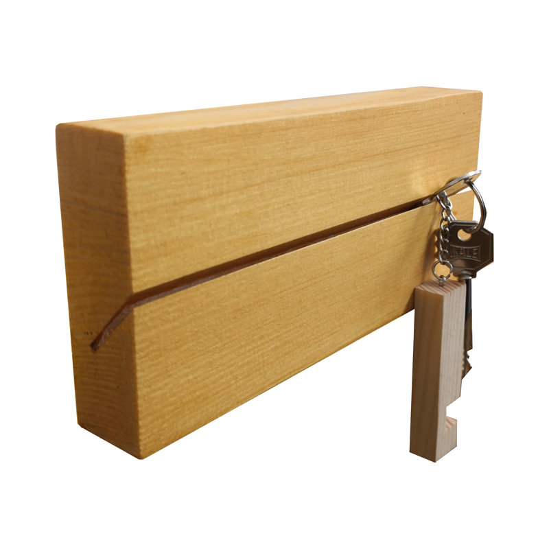 Cleppa Handmade Solid Wood Key Organizer, 7.5" H x 45" W x 3" D, Light Brown