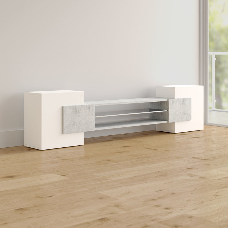 Emilee TV Stand, White/Cement