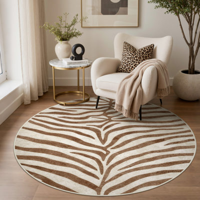 Albertslund Zebra Stripe Machine Washable Area Rug