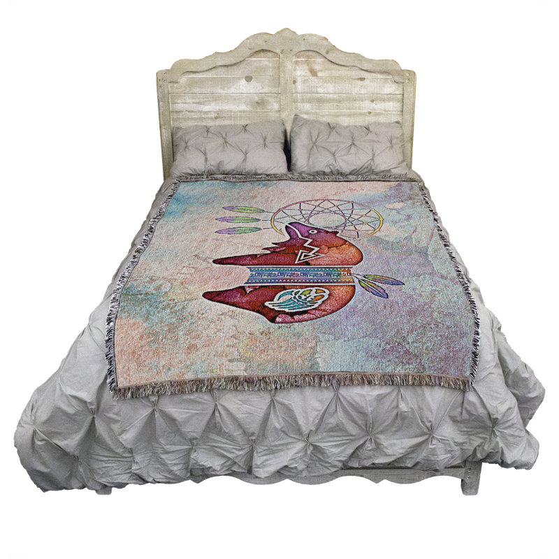 Pure Country Weavers Painted Bear Blanket by Laurie Prindle - Animal Spirit Totems Gift Tapestry Throw Woven from Cotton - Made in the USA (72x54)