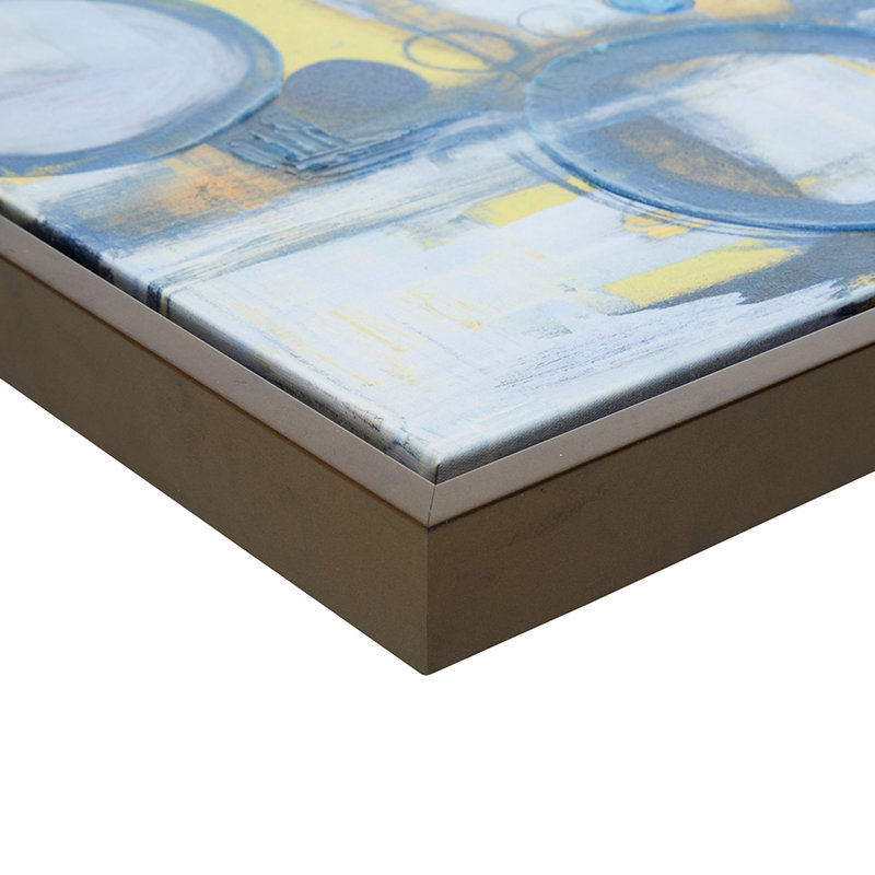 5 peintures murales abstraites avec des toiles bleues, grises et jaunes et une toile de fond enchanteresse, 5 dans un superbe look
