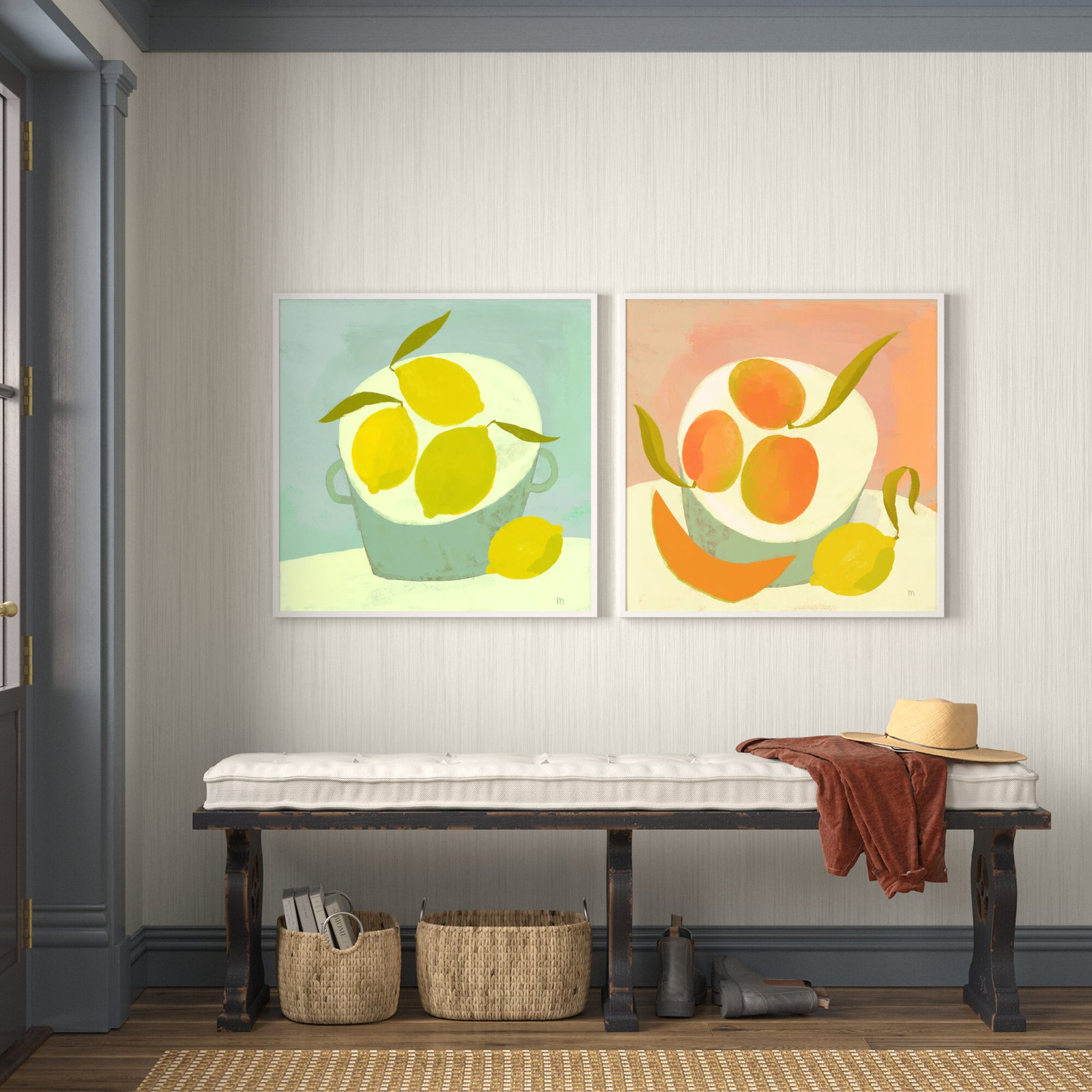Julina "Summer Bounty" 2-Piece Painting Set, 30" H x 30" W x 1.25" D, White