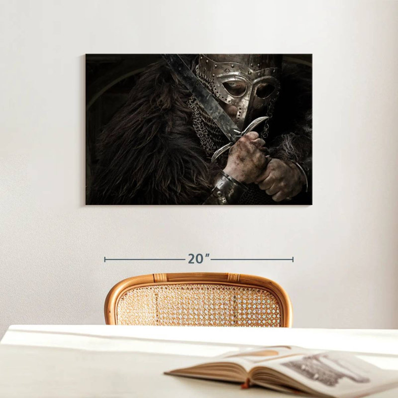 Mait Sword Wielding Viking Warrior, 16'' H x 24'' W