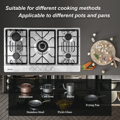 Plaque de cuisson au gaz 34 po avec brûleur électrique double taille Weceleh