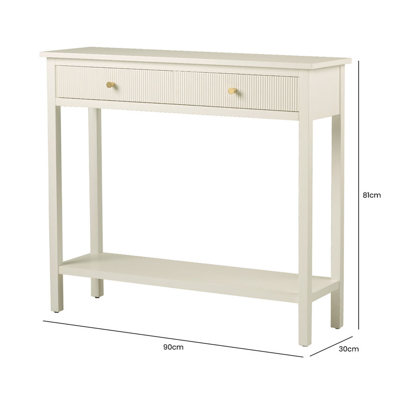 90cm Console Table for Living Room Furniture, 2 Drawers Hallway Table, White